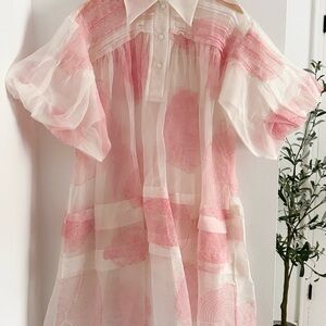Elegant Pink and White Women's Dress